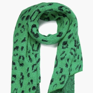 Asymmetric Leopard Scarf - Green